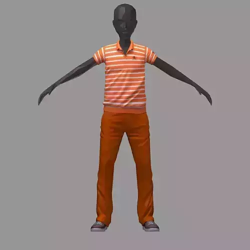 subdivision 3d model orange line polo pants sneakers