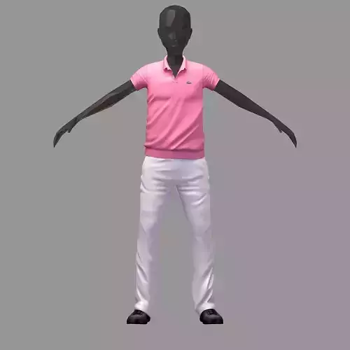 subdivision 3d model pink polo white pants black sneakers