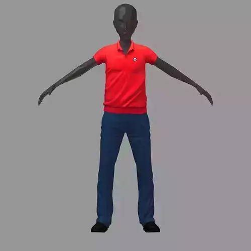 subdivision 3d model red polo blue pants sneakers