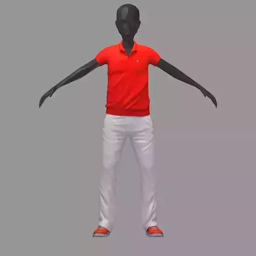 subdivision 3d model red polo white pants sneakers