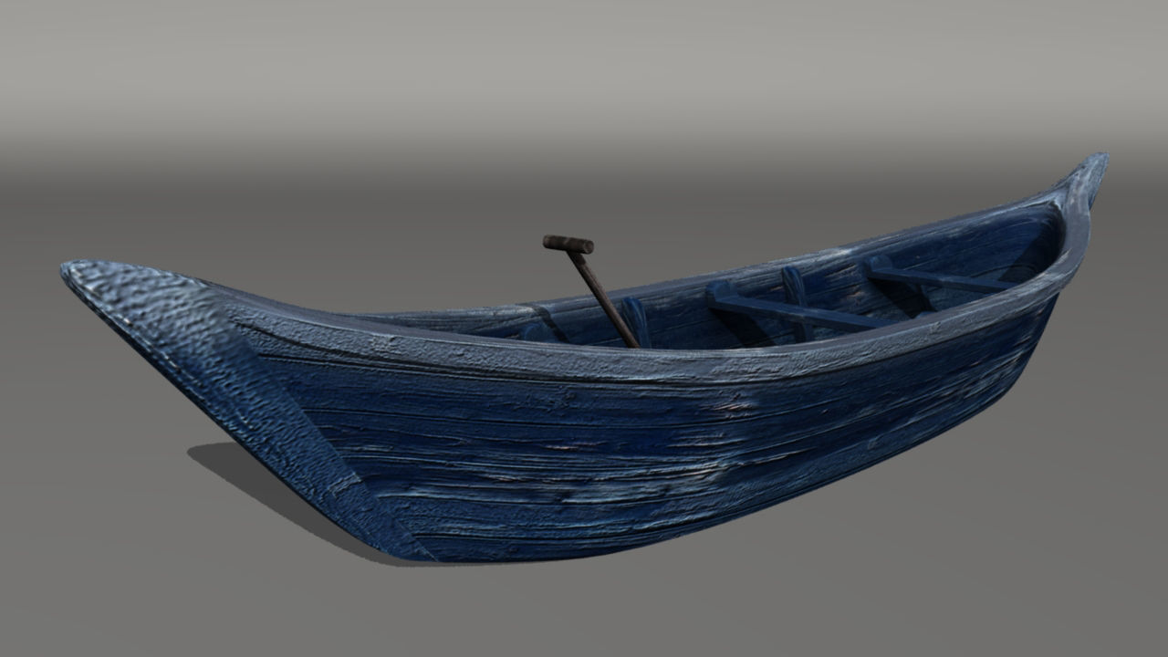 Wooden Boat Low-poly 3D model_1