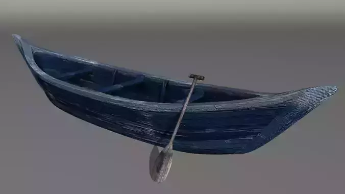 Wooden Boat Low-poly 3D model