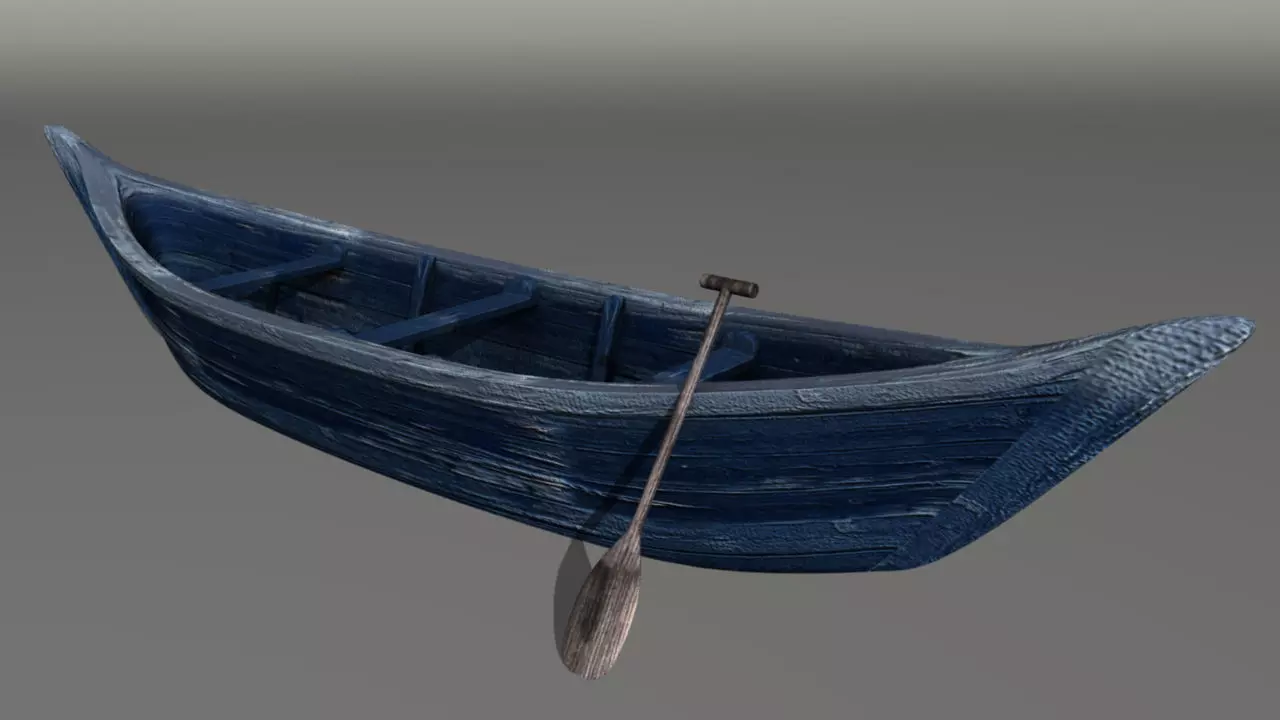 Wooden Boat Low-poly 3D model_0