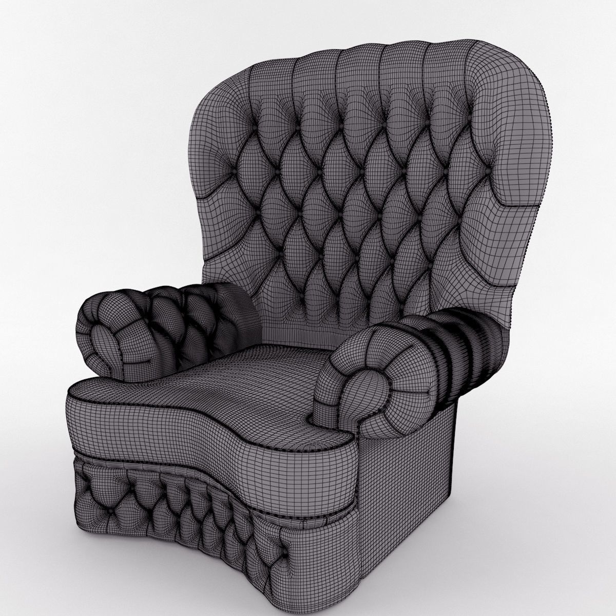 small monk sofa leather 3D model_2