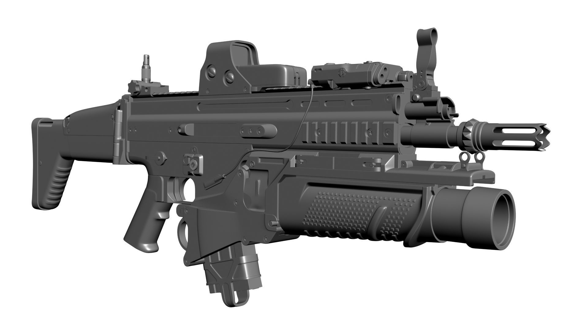 Combat Assault Rifle FN SCAR-H 3D model_18