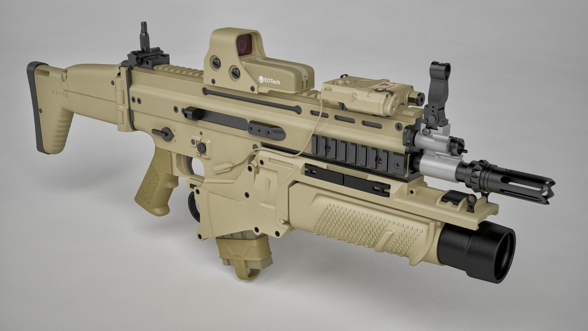 Combat Assault Rifle FN SCAR-H 3D model_8