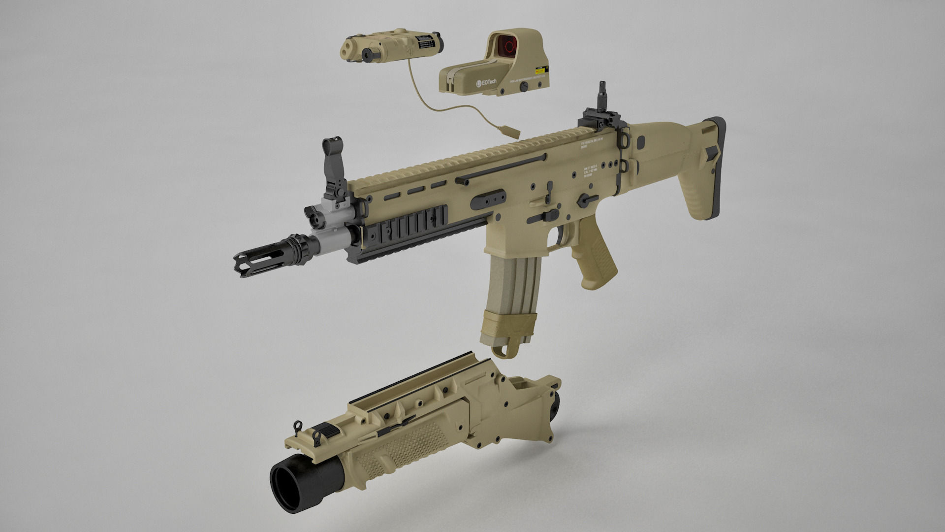 Combat Assault Rifle FN SCAR-H 3D model_16
