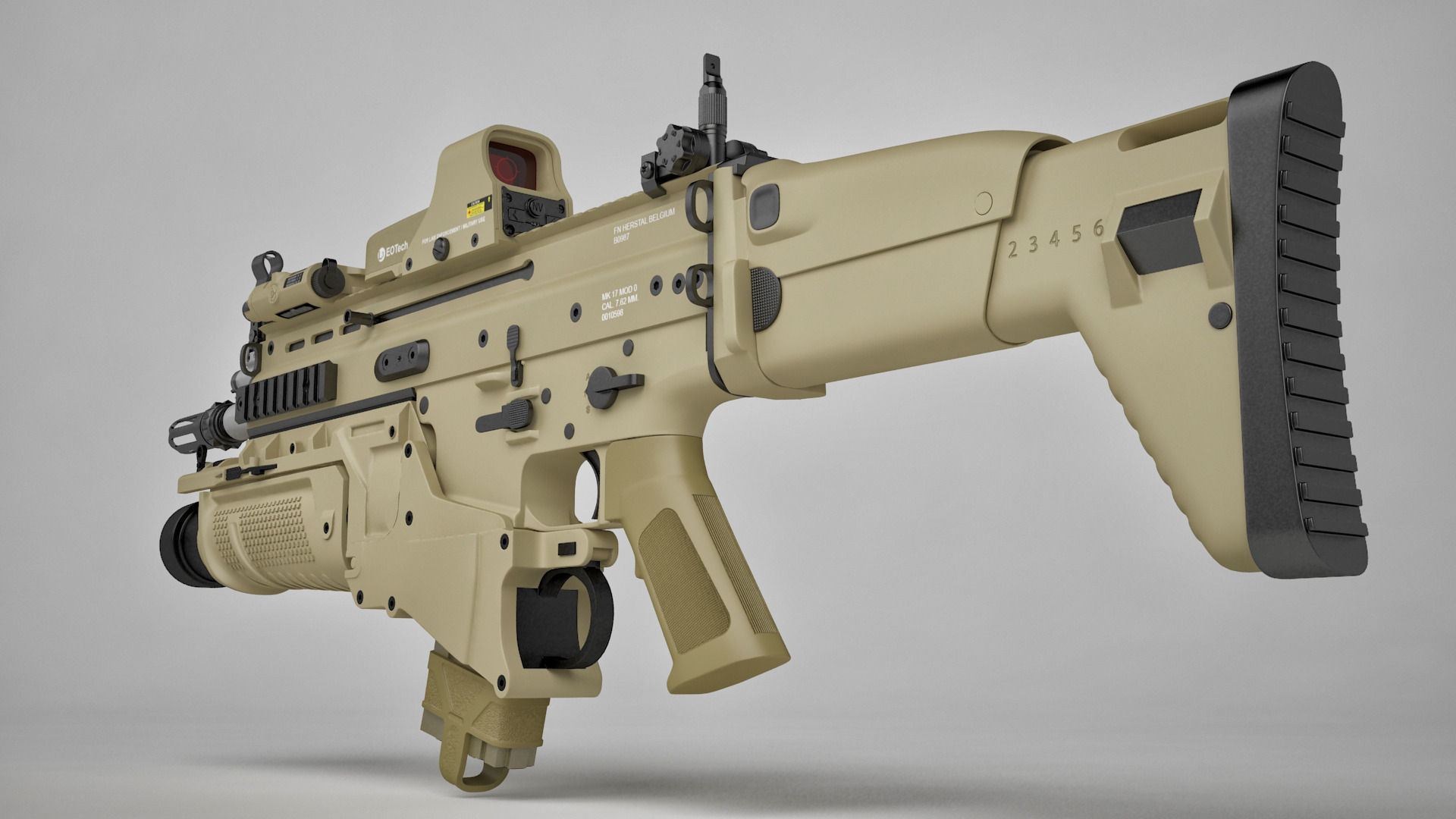 Combat Assault Rifle FN SCAR-H 3D model_9