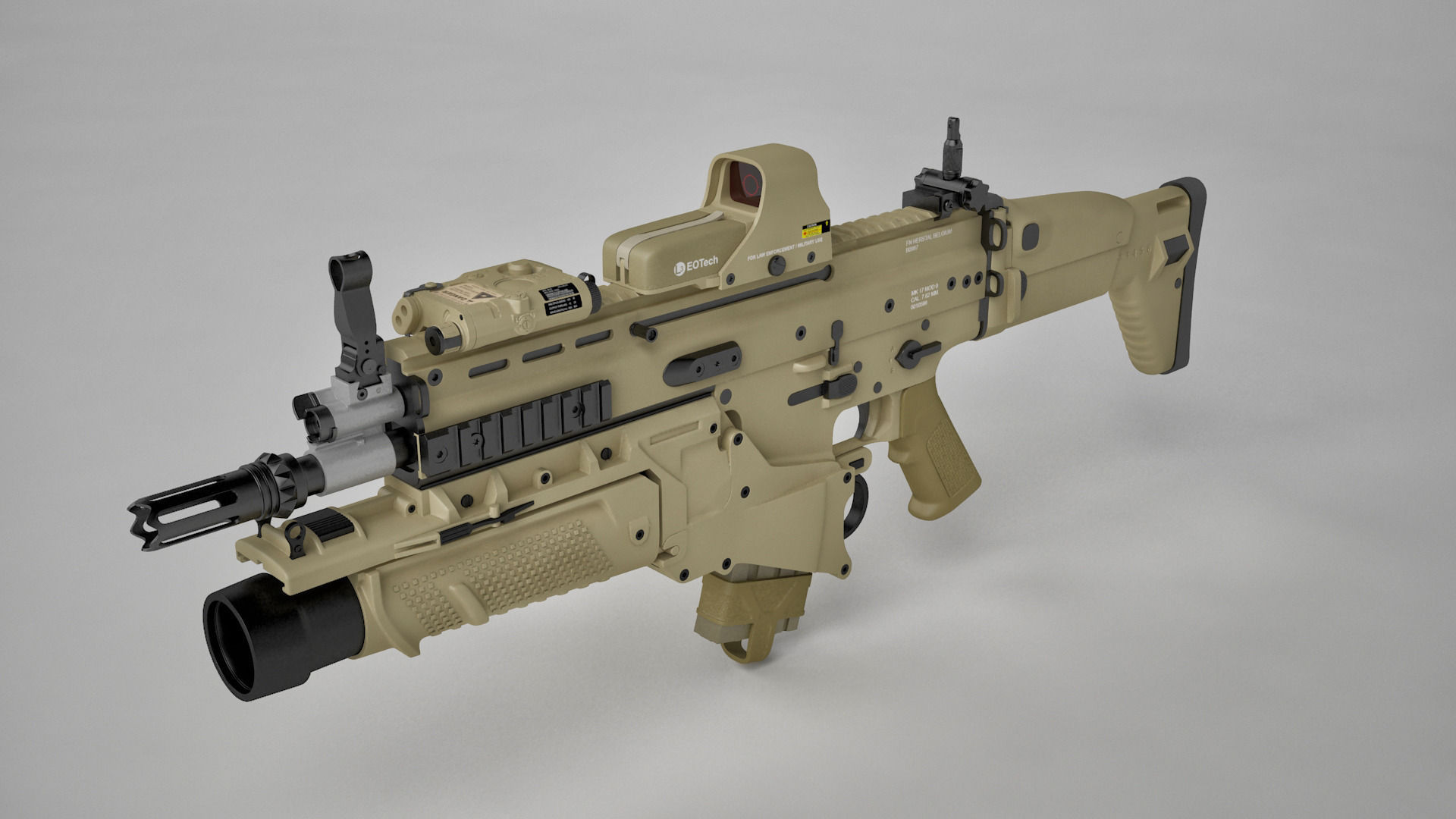 Combat Assault Rifle FN SCAR-H 3D model_7