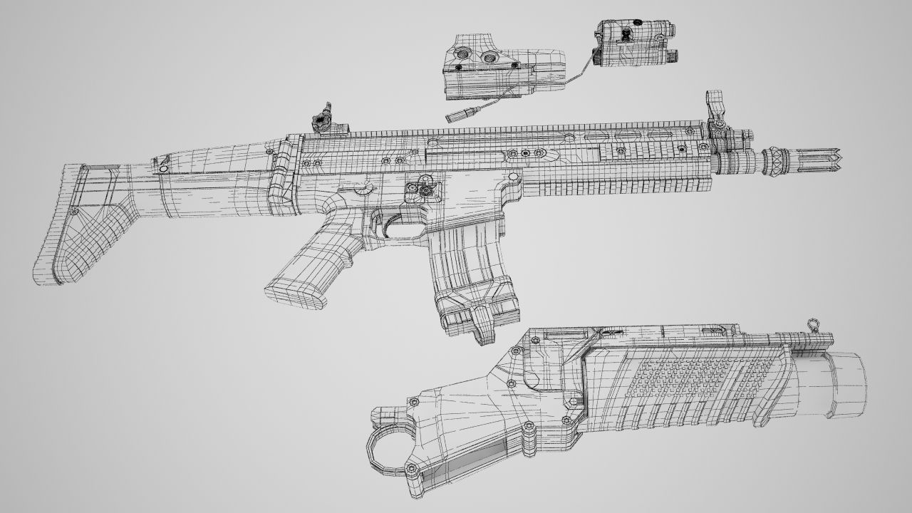 Combat Assault Rifle FN SCAR-H 3D model_29