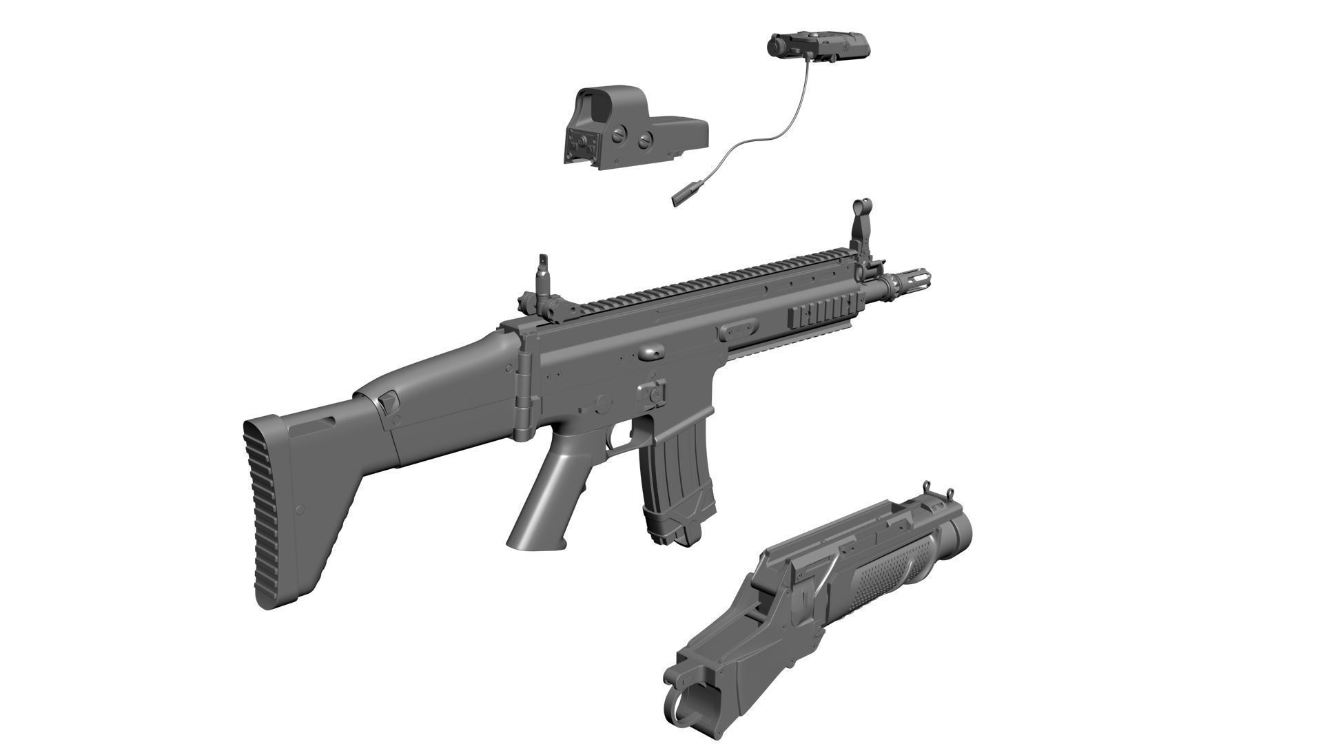 Combat Assault Rifle FN SCAR-H 3D model_21