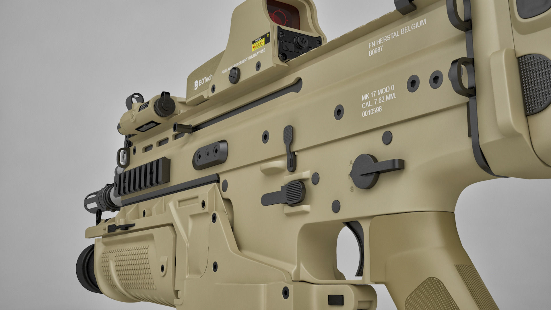 Combat Assault Rifle FN SCAR-H 3D model_11