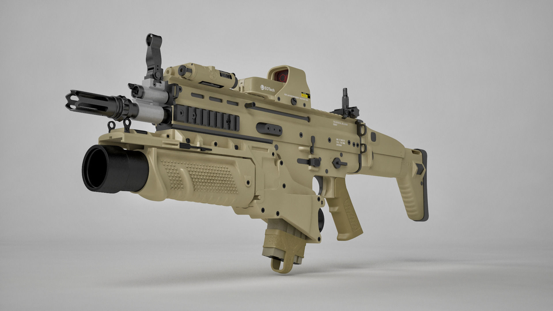 Combat Assault Rifle FN SCAR-H 3D model_1