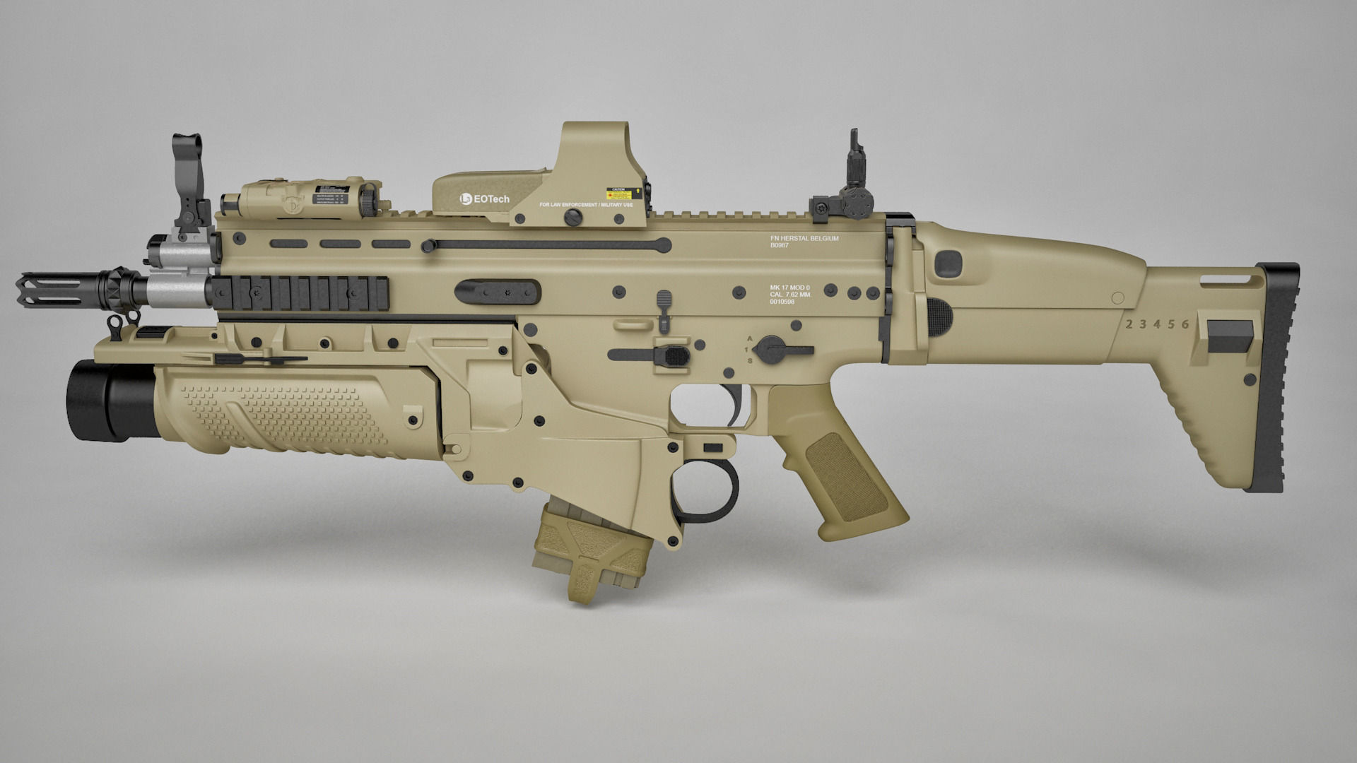 Combat Assault Rifle FN SCAR-H 3D model_5