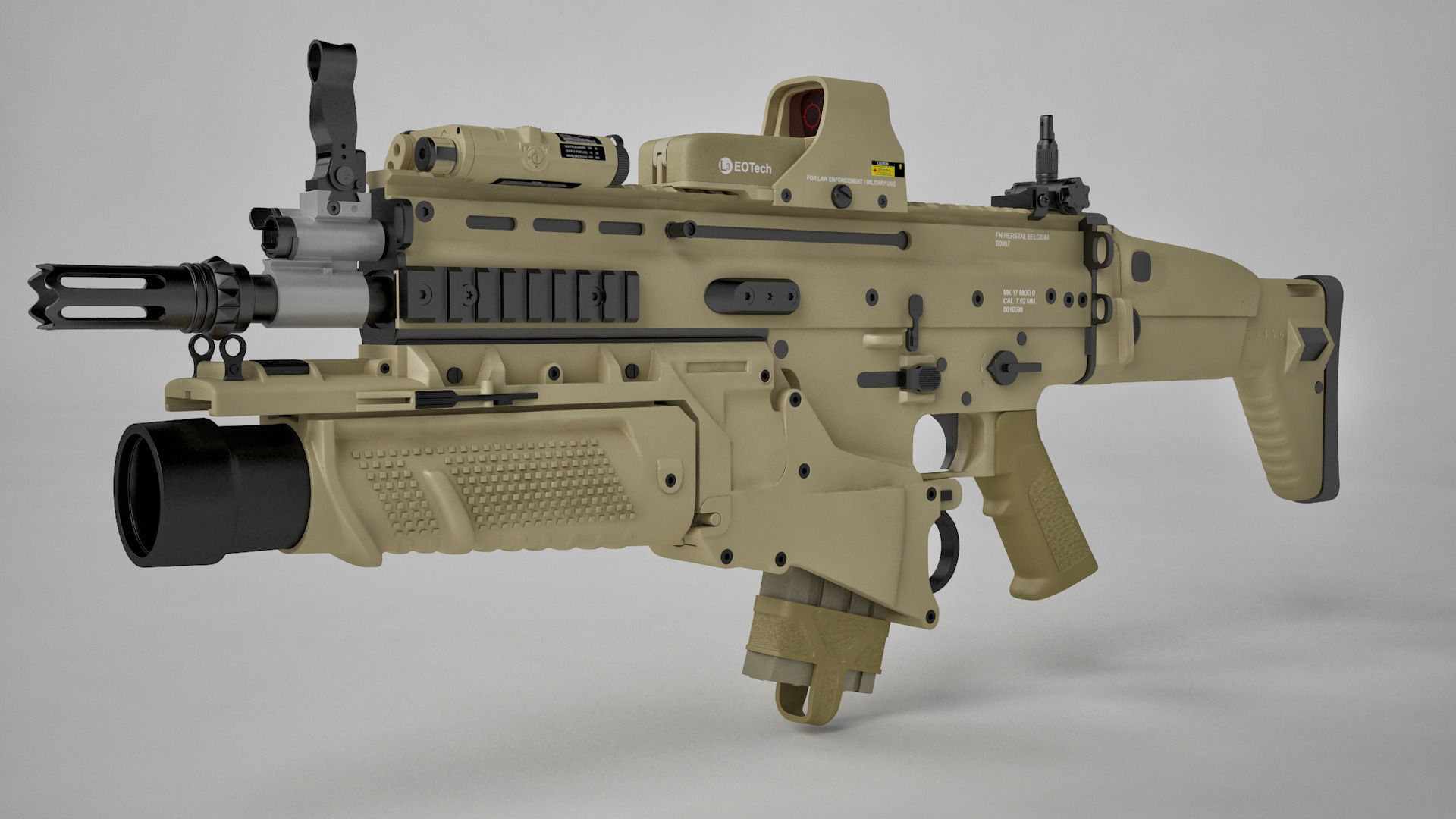 Combat Assault Rifle FN SCAR-H 3D model_3