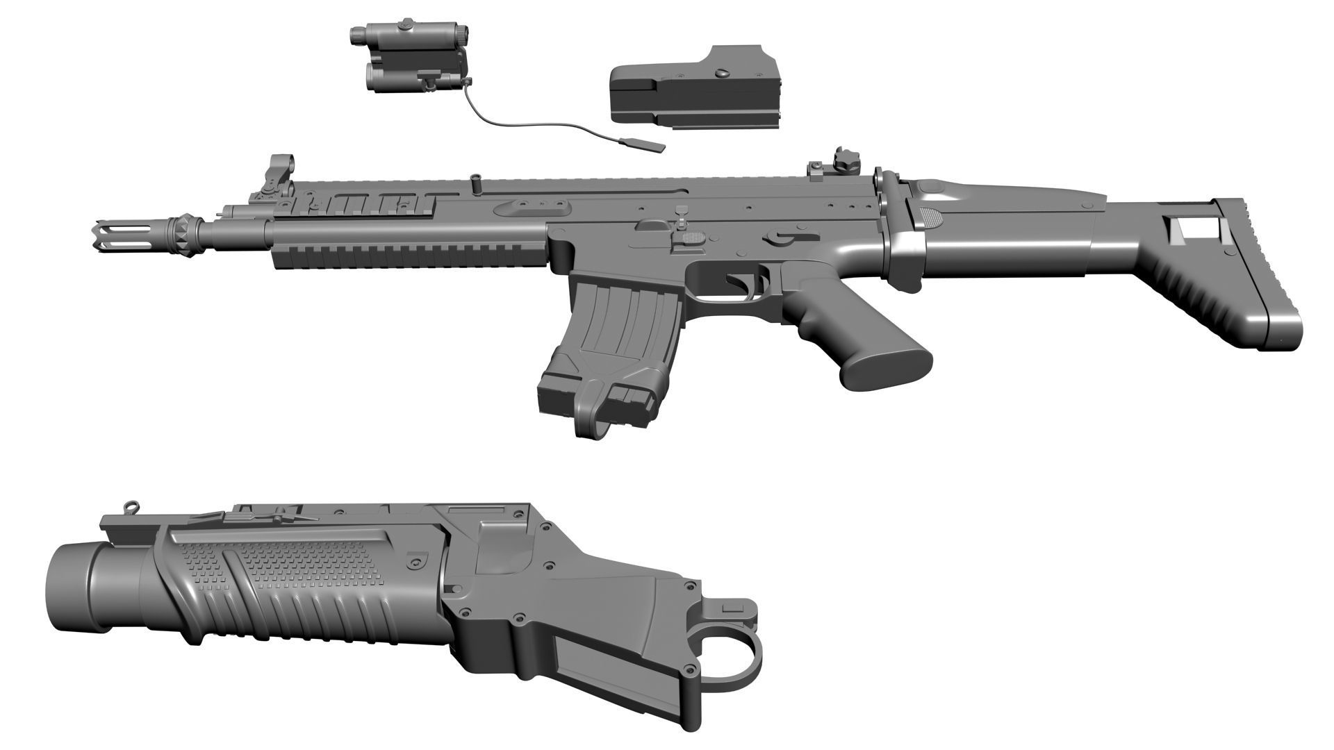 Combat Assault Rifle FN SCAR-H 3D model_22