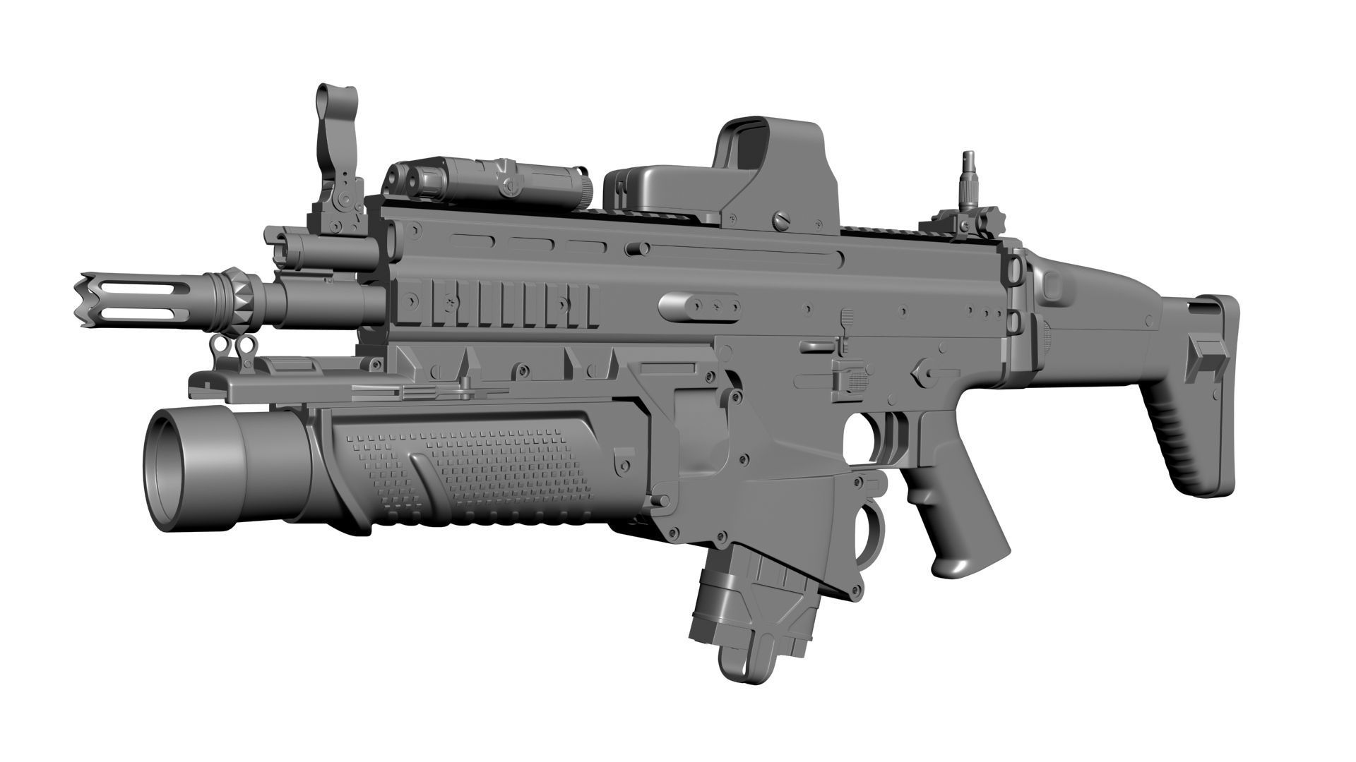 Combat Assault Rifle FN SCAR-H 3D model_19