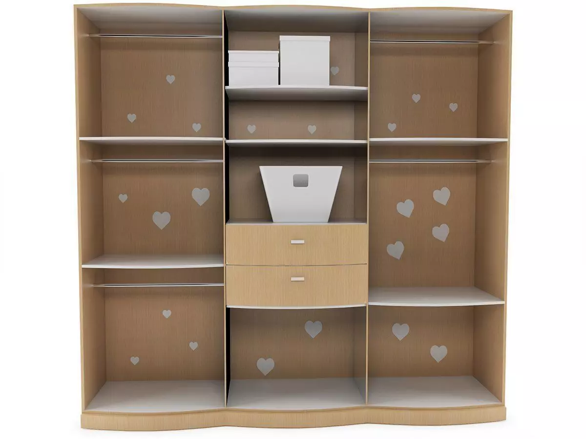 closet wooden wardrobe with hearts 3D model_0