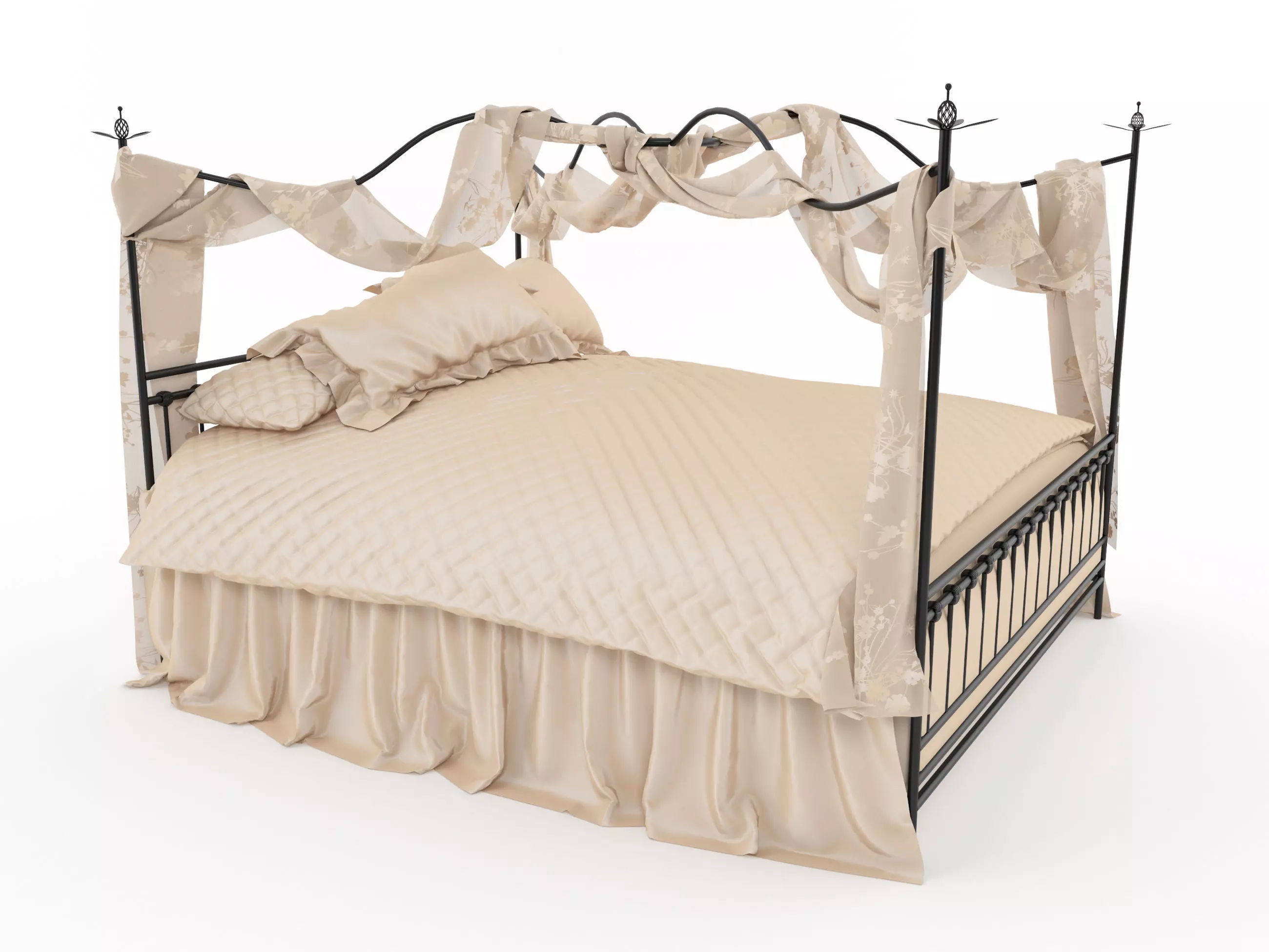 classic bed 3D model_0