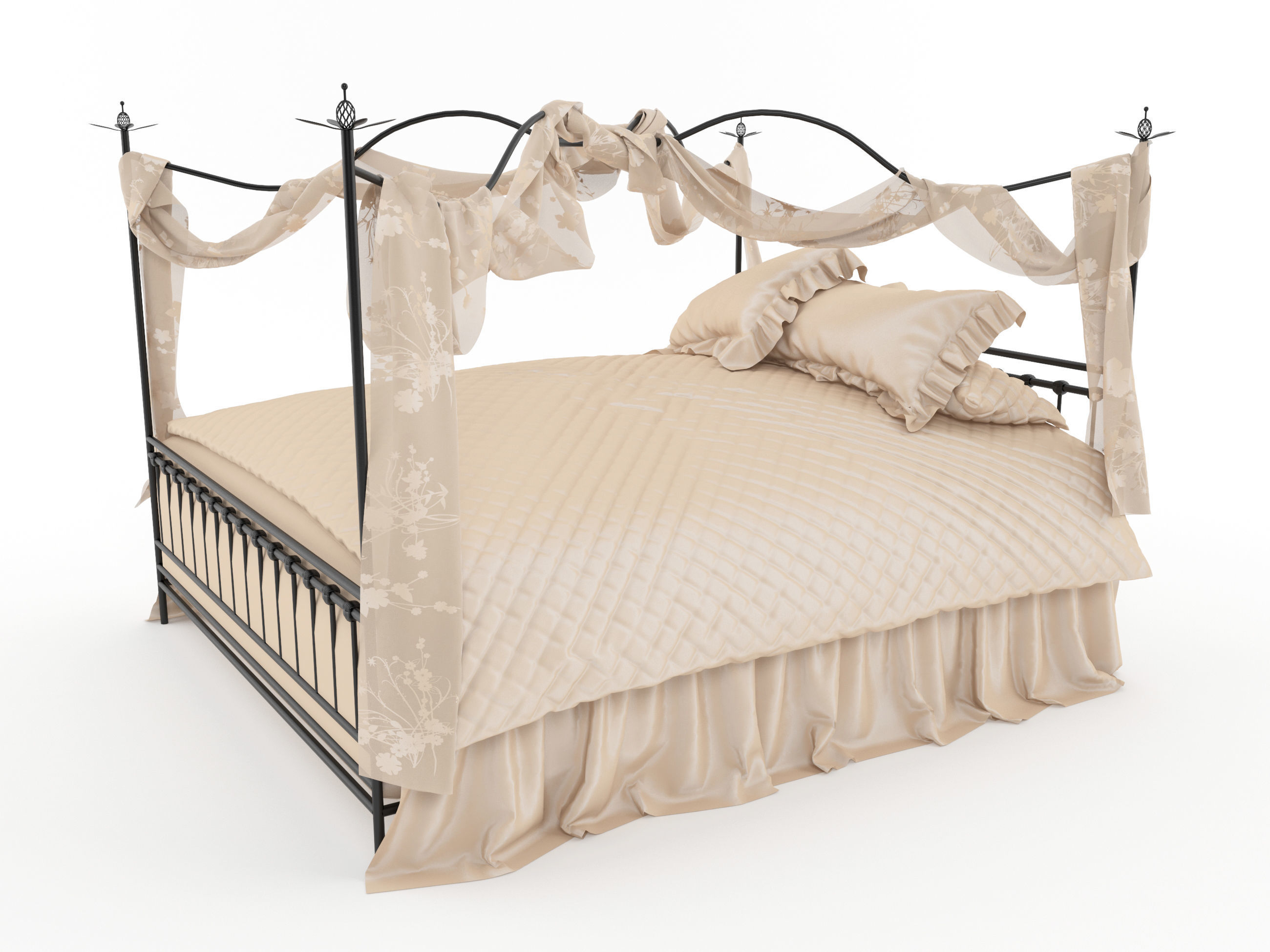 classic bed 3D model_4