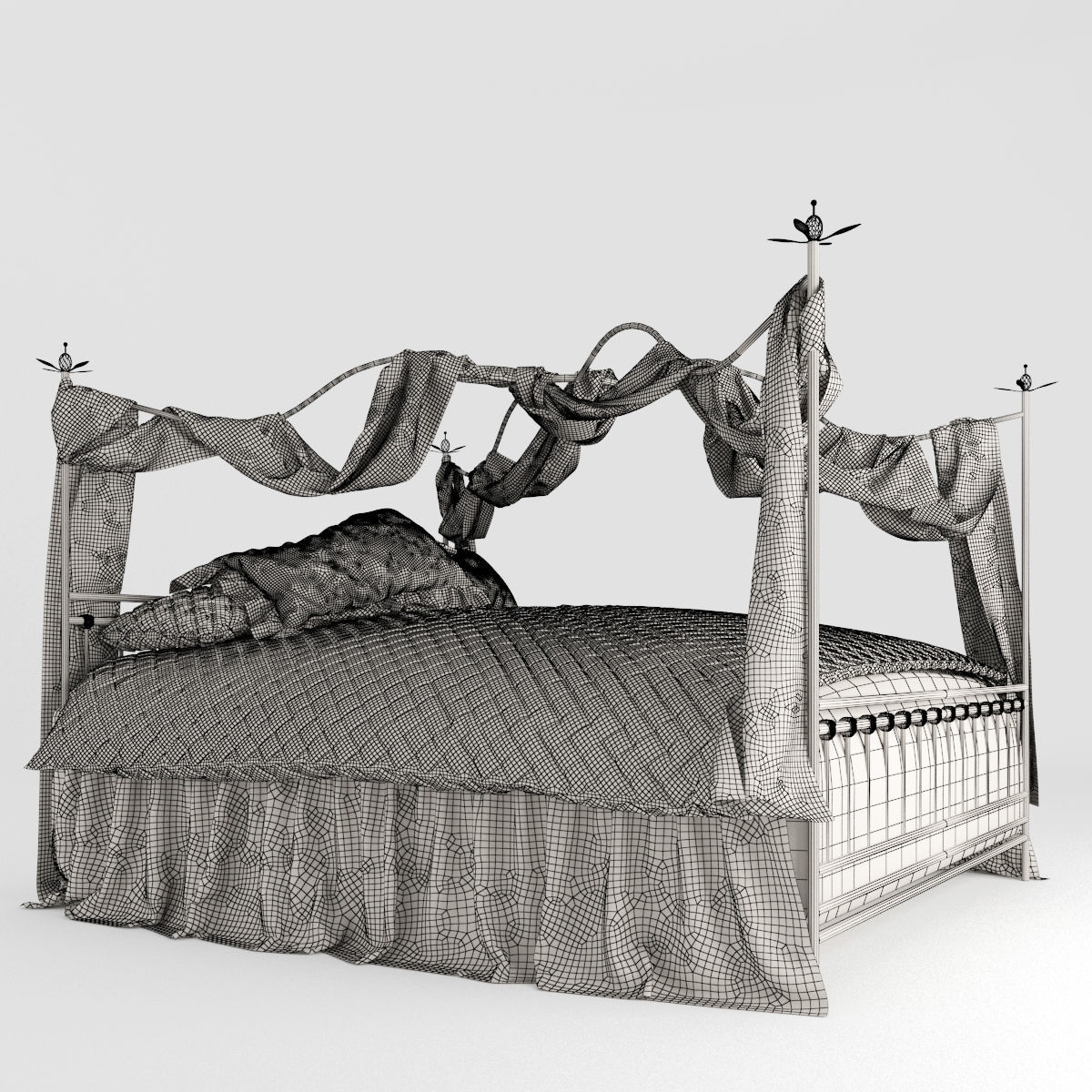classic bed 3D model_3