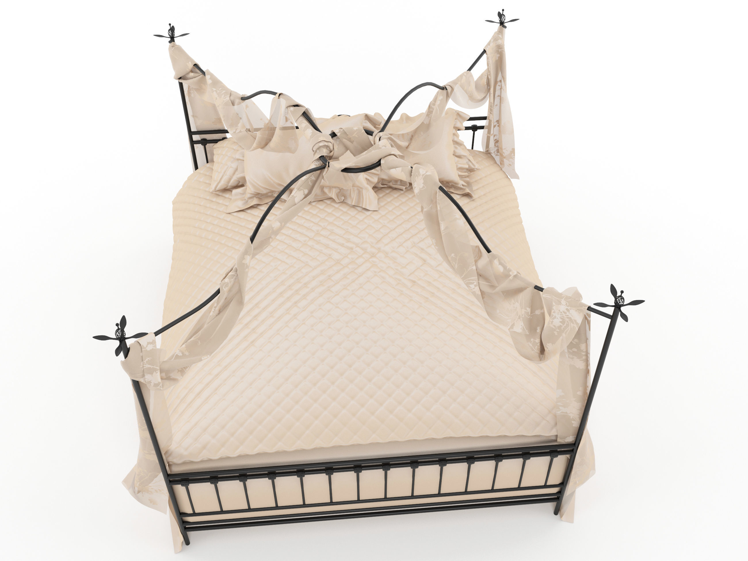 classic bed 3D model_2