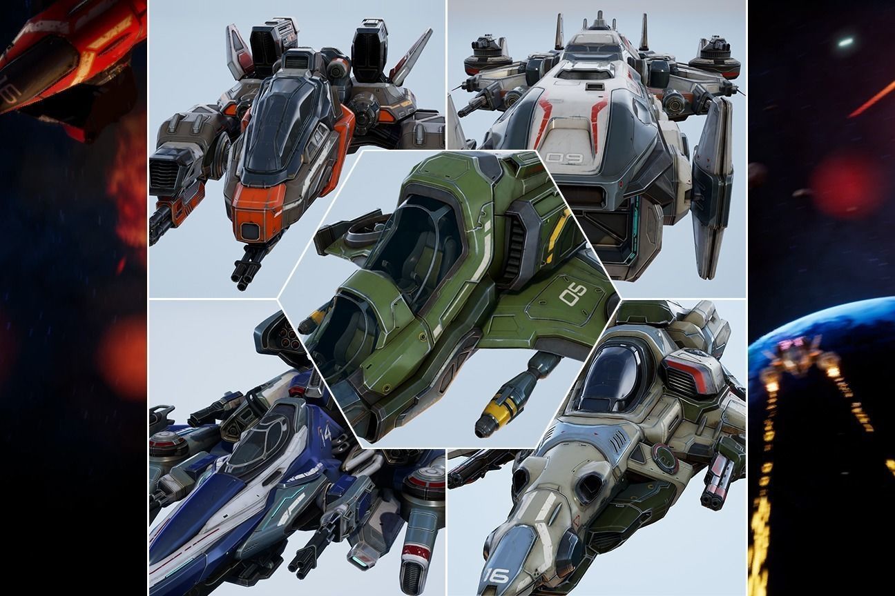Spaceships Essential Pack - game models Low-poly 3D model_0