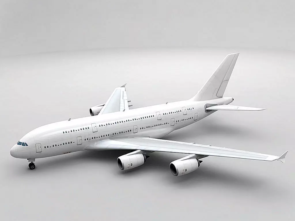 Airbus A380 Airliner - Generic White Low-poly 3D model_0