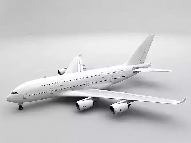Airbus A380 Airliner - Generic White Low-poly 3D model
