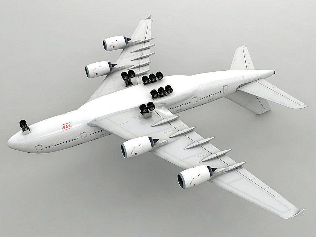 Airbus A380 Airliner - Generic White Low-poly 3D model_1