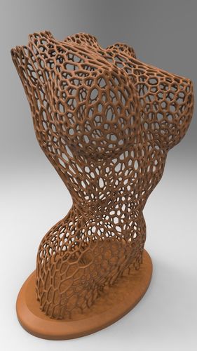 Female body mesh bust 3D print model