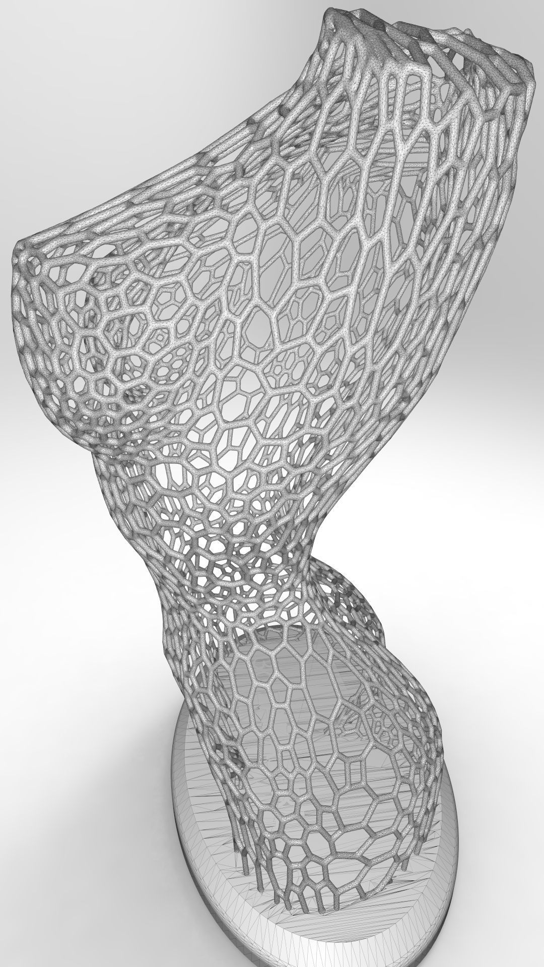 Female body mesh bust 3D print model_5