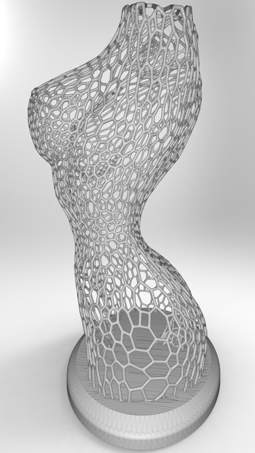 Female body mesh bust 3D print model_3