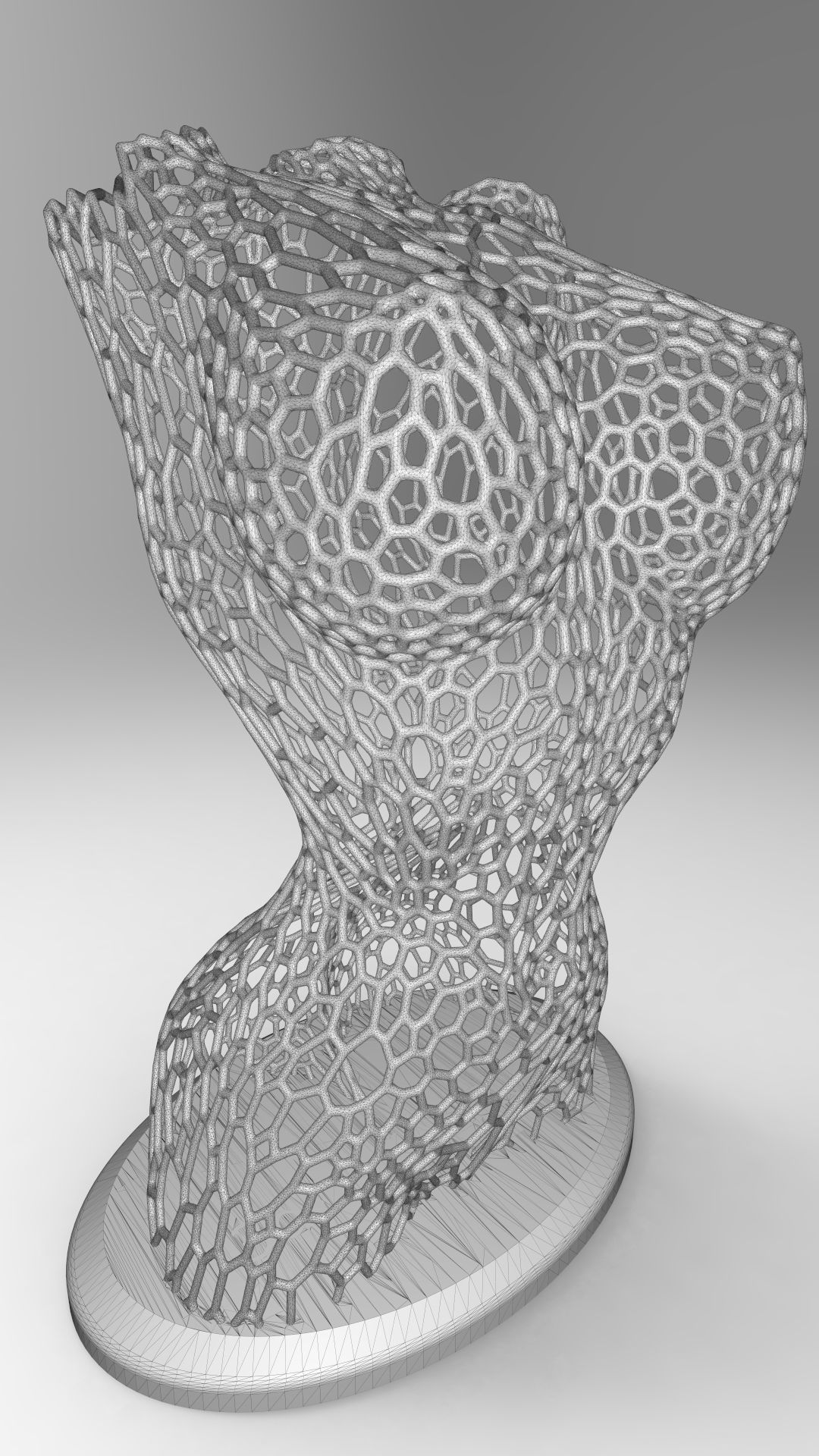 Female body mesh bust 3D print model_2