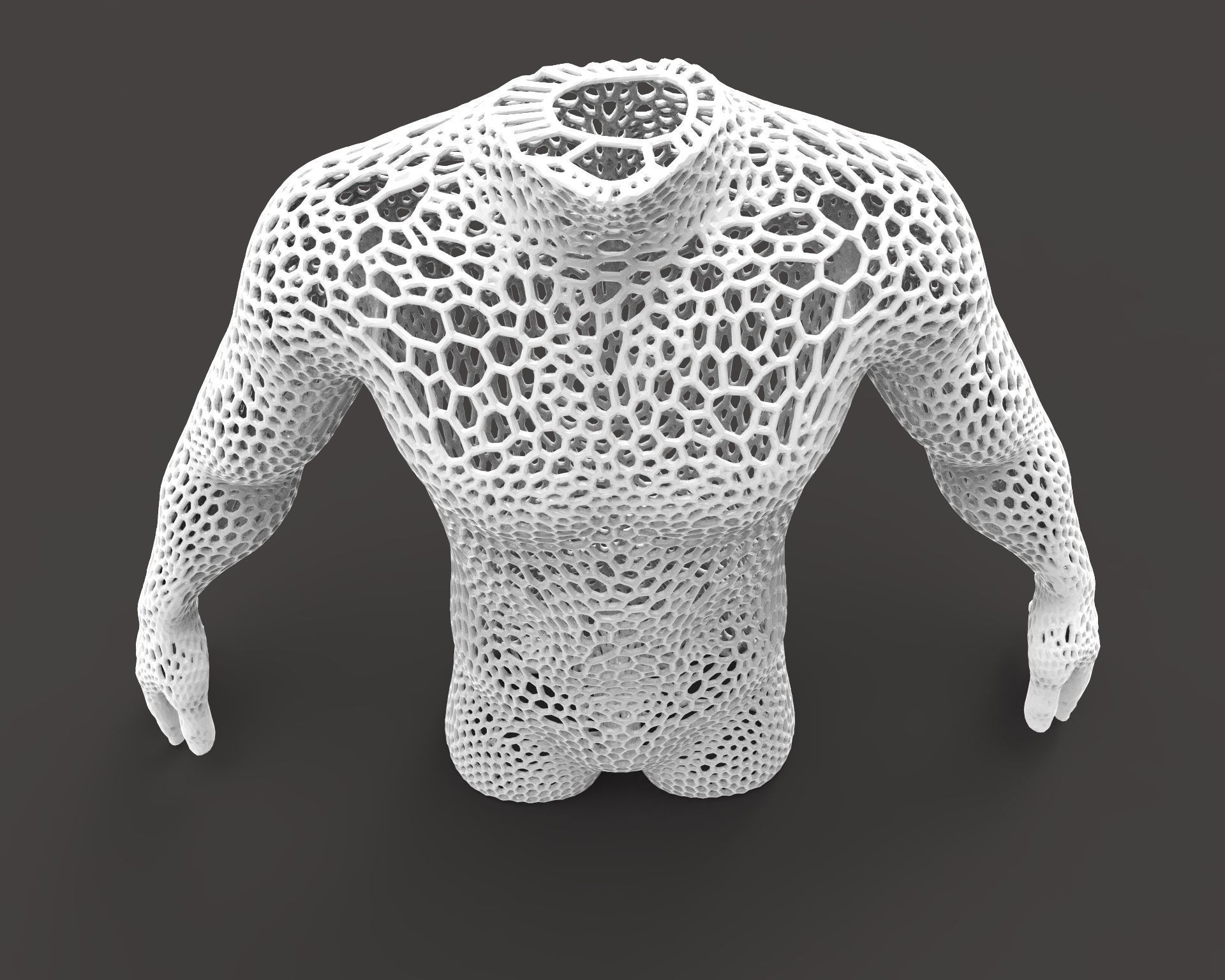Male body mesh bust  3D print model_2