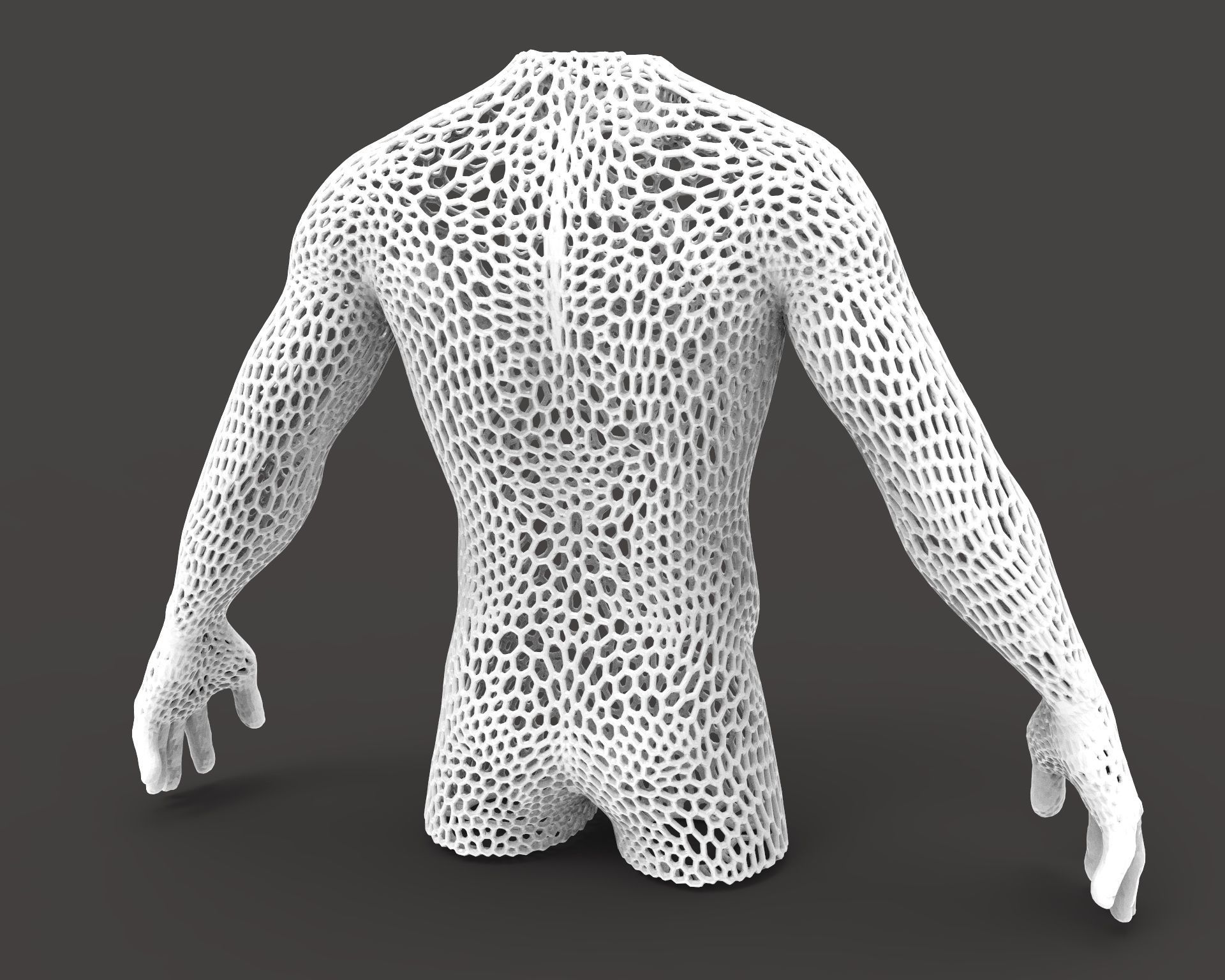 Male body mesh bust  3D print model_1