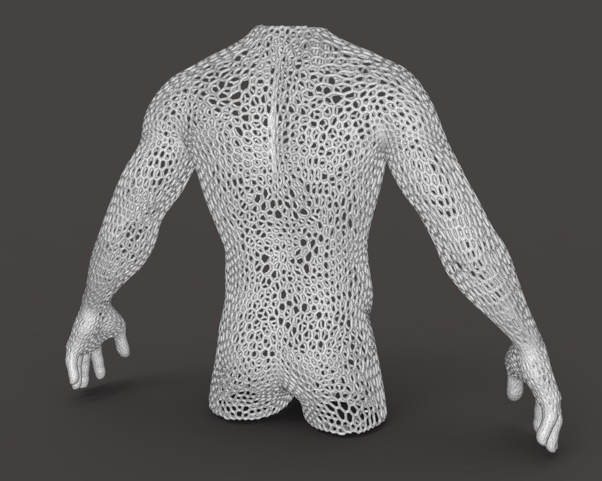 Male body mesh bust  3D print model_6