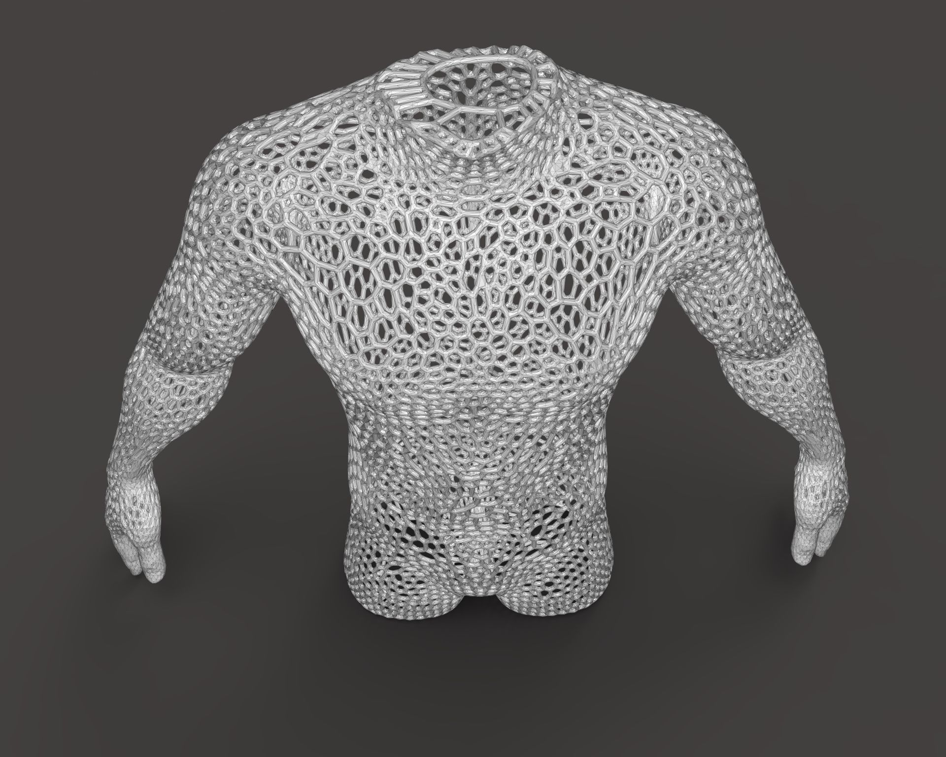Male body mesh bust  3D print model_7