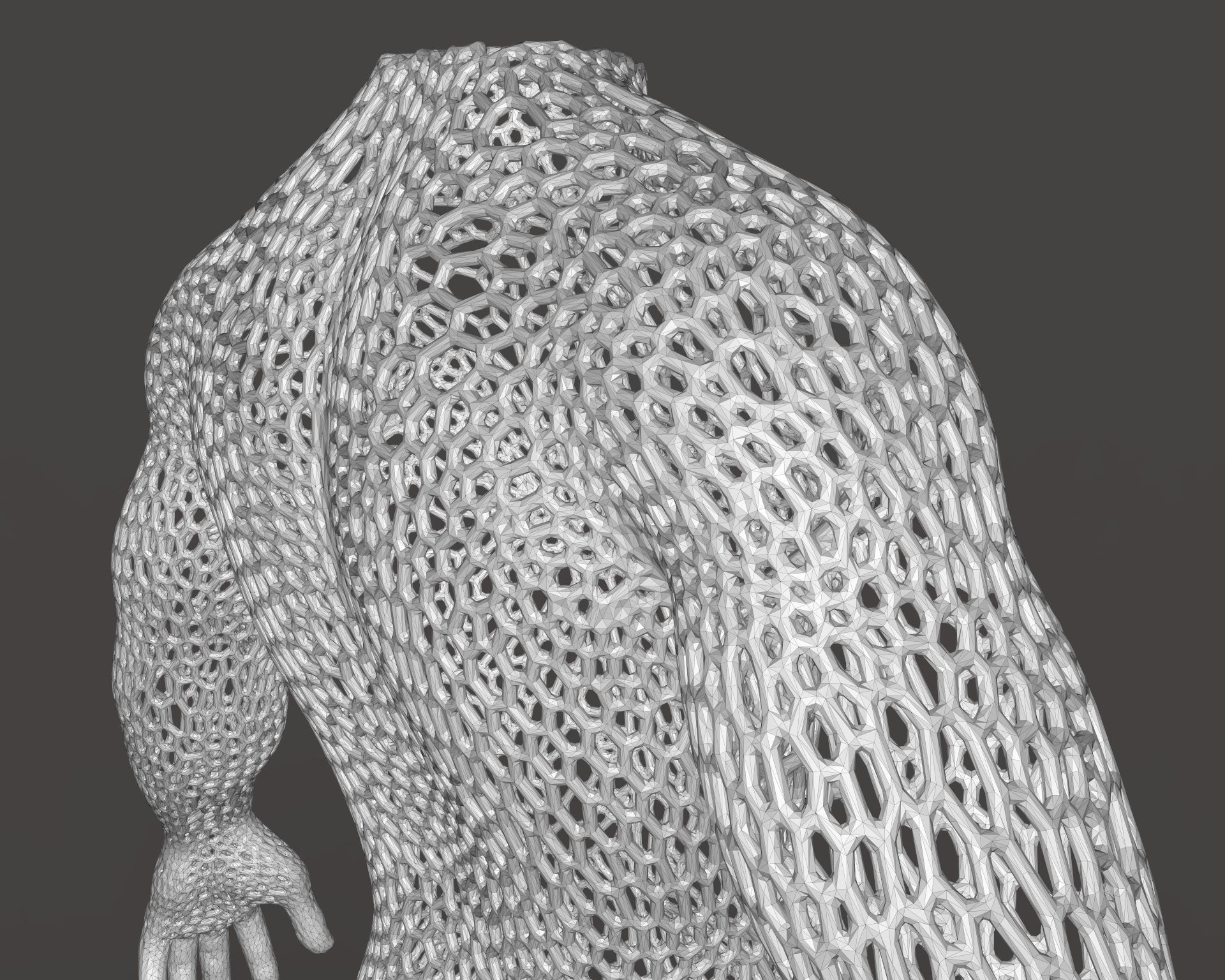 Male body mesh bust  3D print model_4
