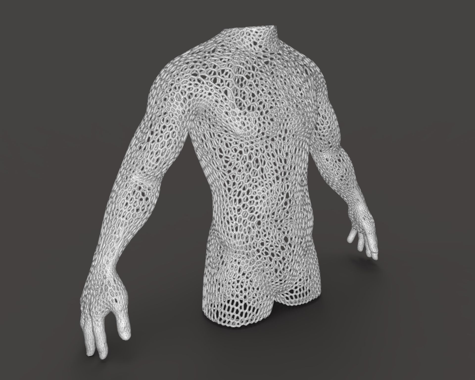 Male body mesh bust  3D print model_5