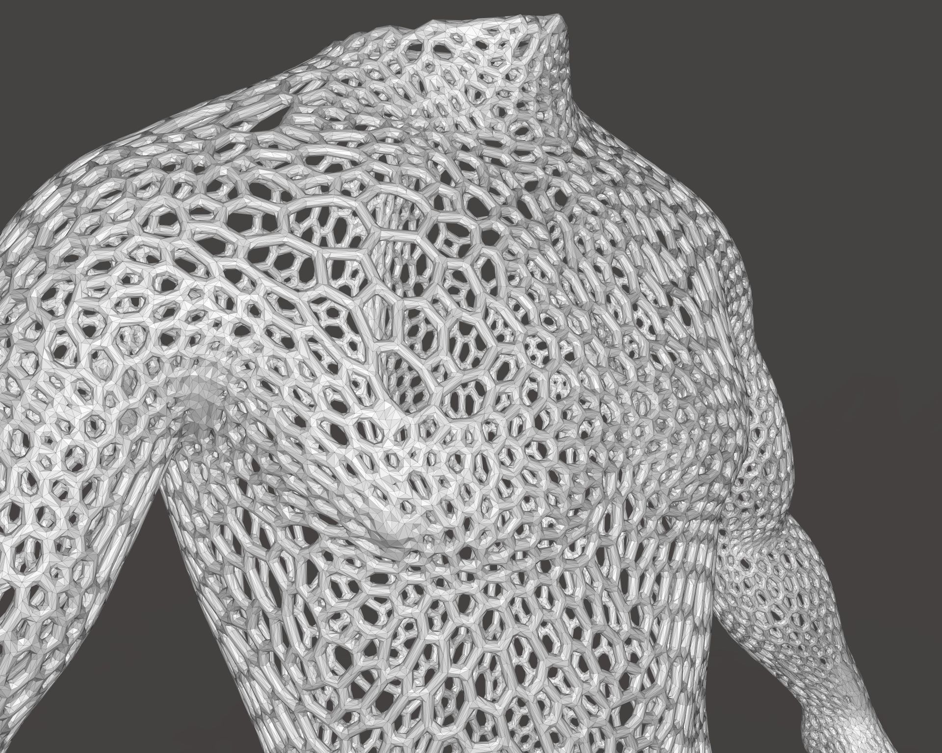 Male body mesh bust  3D print model_9