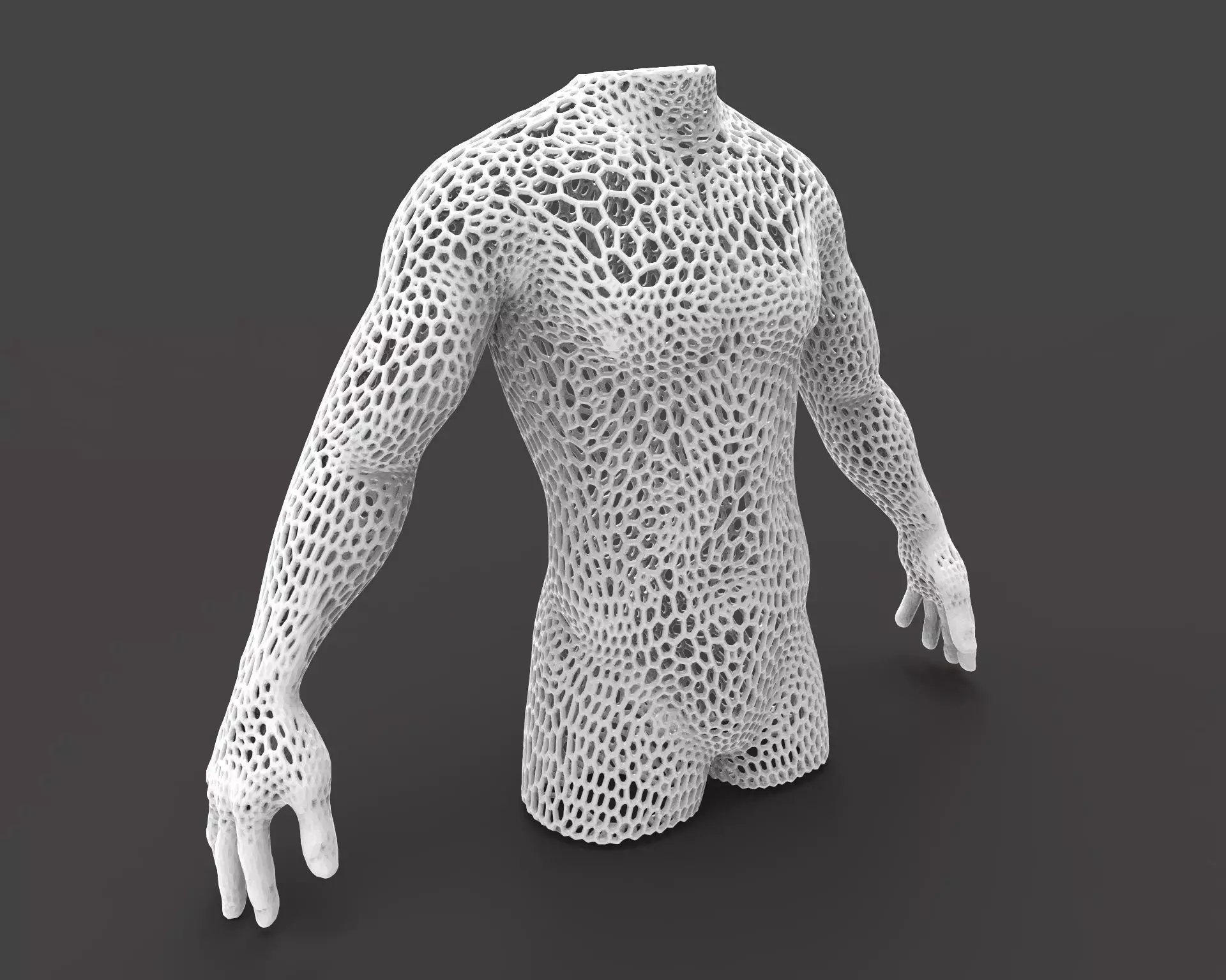 Male body mesh bust  3D print model_0