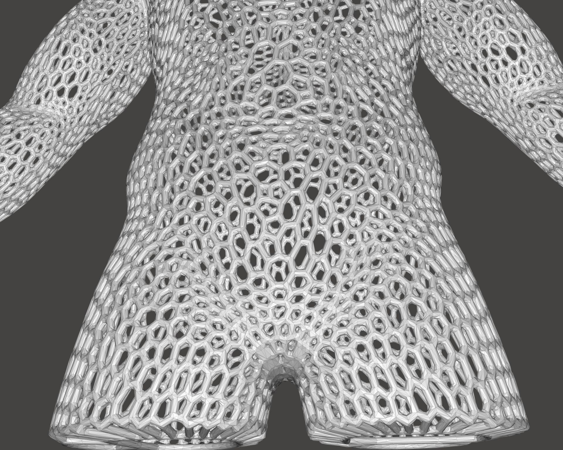 Male body mesh bust  3D print model_3