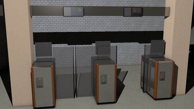 Tornglass security checkpoint at train station Free 3D model