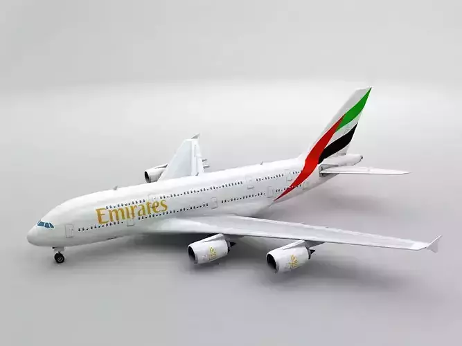 Airbus A380 Airliner - Emirates Low-poly 3D model