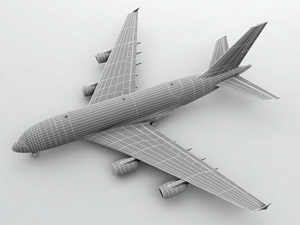 Airbus A380 Airliner - Emirates Low-poly 3D model_2