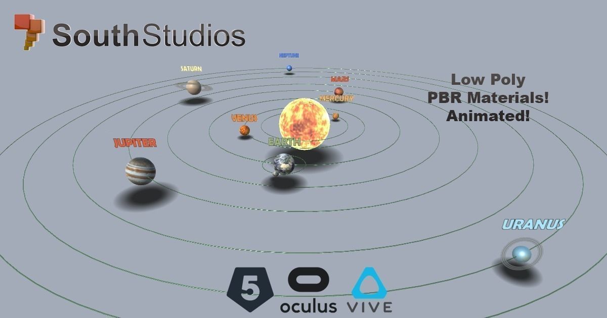 AR Solar System Unity 3dsmax fbx Low-poly 3D model_2