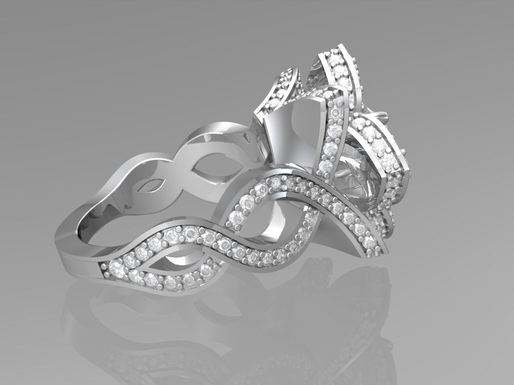 Lotus engagement ring 3D print model_3