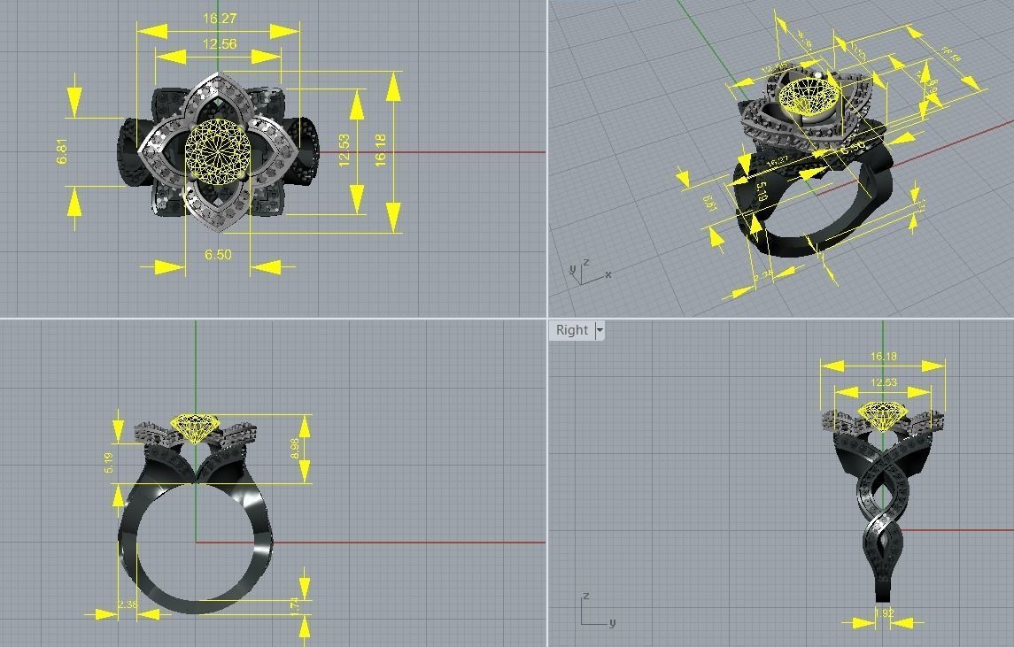 Lotus engagement ring 3D print model_6