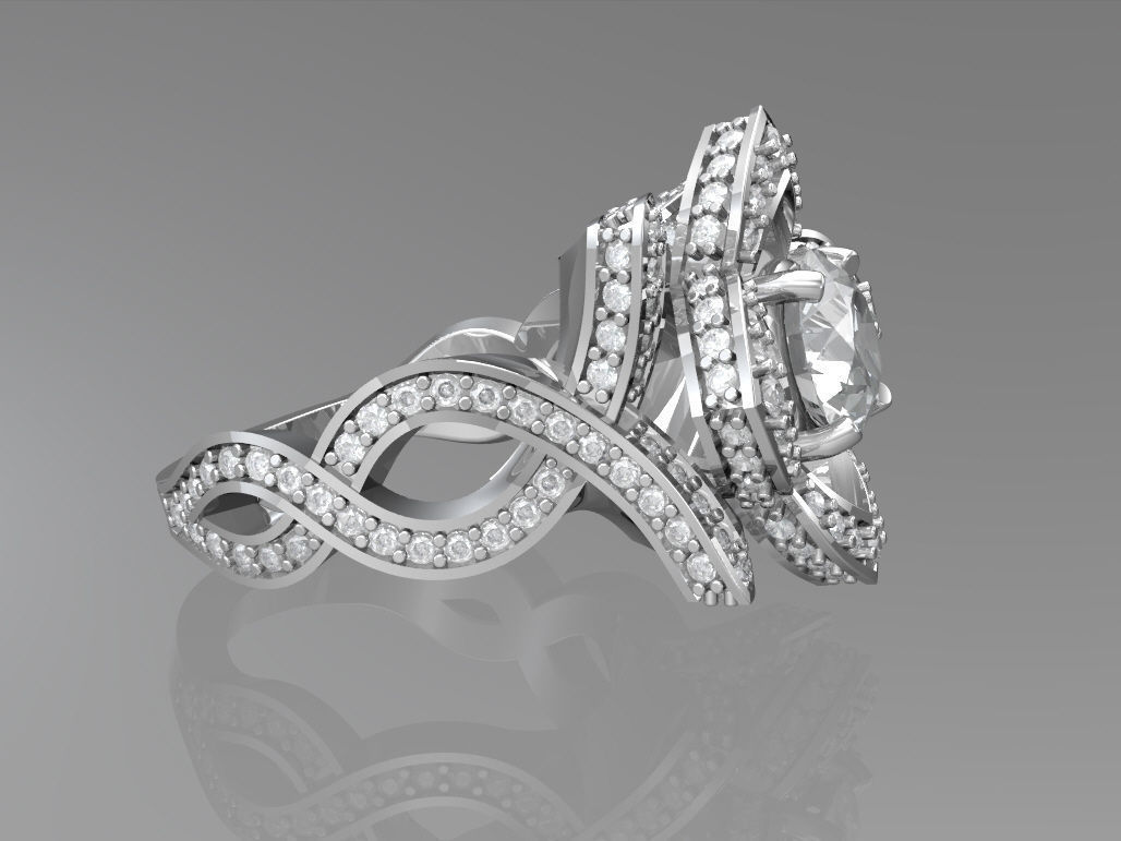 Lotus engagement ring 3D print model_2